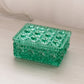 Vintage Dalzell-Viking Glass Rectangular Teal Green Glass Lidded Dish