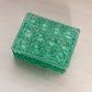 Vintage Dalzell-Viking Glass Rectangular Teal Green Glass Lidded Dish