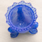 Vintage Degenhart Blue Floral 3-Toed Glass Toothpick Holder