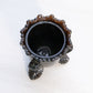 Vintage Degenhart Dark Brown Floral 3-Toed Glass Toothpick Holder