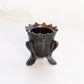 Vintage Degenhart Dark Brown Floral 3-Toed Glass Toothpick Holder