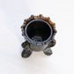 Vintage Degenhart Dark Brown Floral 3-Toed Glass Toothpick Holder