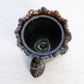 Vintage Degenhart Dark Brown Floral 3-Toed Glass Toothpick Holder