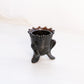 Vintage Degenhart Dark Brown Floral 3-Toed Glass Toothpick Holder