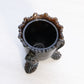 Vintage Degenhart Dark Brown Floral 3-Toed Glass Toothpick Holder
