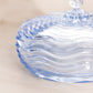 Vintage Duncan & Miller Glass Medium Caribbean Light Blue Wavy Lidded Dish