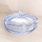 Vintage Duncan & Miller Glass Medium Caribbean Light Blue Wavy Lidded Dish