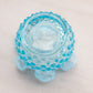 Vintage Extra Small Blue Opalescent Glass Ruffled Hobnail Vase