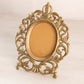 Vintage Extra Small Brass Standing Picture Frame with Fancy Designs
