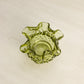 Vintage Extra Small Green Glass Ruffled Hobnail Vase