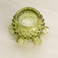 Vintage Extra Small Green Glass Ruffled Hobnail Vase
