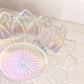 Vintage Federal Medium Clear Iridescent Shallow Petal Bowl
