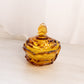 Vintage Fenton Amber Glass Flower Butterfly Lidded Dish