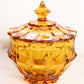 Vintage Fenton Amber Glass Valencia Lidded Dish with Finial