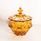 Vintage Fenton Amber Glass Valencia Lidded Dish with Finial