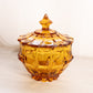 Vintage Fenton Amber Glass Valencia Lidded Dish with Finial