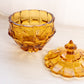 Vintage Fenton Amber Glass Valencia Lidded Dish with Finial