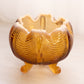 Vintage Fenton Amber Opalescent Glass Drape 3-Toed Bowl
