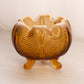Vintage Fenton Amber Opalescent Glass Drape 3-Toed Bowl