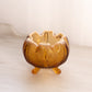 Vintage Fenton Amber Opalescent Glass Drape 3-Toed Bowl