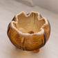 Vintage Fenton Amber Opalescent Glass Drape 3-Toed Bowl