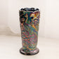 Vintage Fenton Black Amethyst Glass Vase with Peacock and Floral Designs