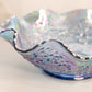 Vintage Fenton Blue Carnival Glass Cherry Chain Ruffled Bowl