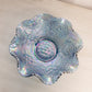 Vintage Fenton Blue Carnival Glass Cherry Chain Ruffled Bowl