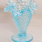 Vintage Fenton Blue Glass Hobnail Mini Cone Shaped Vase