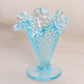 Vintage Fenton Blue Glass Hobnail Mini Cone Shaped Vase