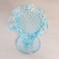 Vintage Fenton Blue Glass Hobnail Mini Cone Shaped Vase