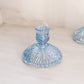 Vintage Fenton Blue Iridescent Glass Fancy Candleholder
