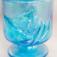 Vintage Fenton Blue Iridescent Glass Lidded Chessie Cat Jar