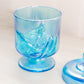 Vintage Fenton Blue Iridescent Glass Lidded Chessie Cat Jar