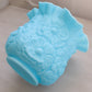 Vintage Fenton Blue Matte Glass Poppy Floral Ruffle Edge Vase