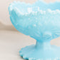 Vintage Fenton Blue Milk Glass Compote with Sawtooth Edge