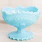 Vintage Fenton Blue Milk Glass Compote with Sawtooth Edge