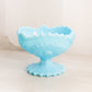 Vintage Fenton Blue Milk Glass Compote with Sawtooth Edge