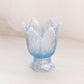 Vintage Fenton Blue Iridescent Glass 2-Way Floral Candleholder