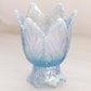 Vintage Fenton Blue Iridescent Glass 2-Way Floral Candleholder