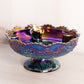 Vintage Fenton Carnival Glass Orange Tree Footed Candleholder Bowl