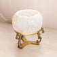 Vintage Fenton Clear Iridescent Opalescent Glass Bowl with Brass Stand