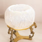 Vintage Fenton Clear Iridescent Opalescent Glass Bowl with Brass Stand