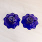 Vintage Fenton Cobalt Blue Glass Lotus Flower Candleholder