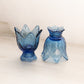 Vintage Fenton Dark Blue Glass 2-Way Floral Candleholder