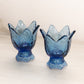 Vintage Fenton Dark Blue Glass 2-Way Floral Candleholder
