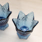 Vintage Fenton Dark Blue Glass 2-Way Floral Candleholder