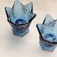 Vintage Fenton Dark Blue Glass 2-Way Floral Candleholder