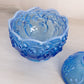 Vintage Fenton Dark Blue Opalescent Glass Lily of The Valley Lidded Dish