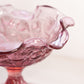 Vintage Fenton Dark Pink Glass Water Lily Compote with Ruffle Edge